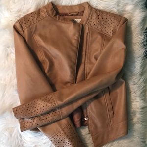 Faux leather ruffle jacket